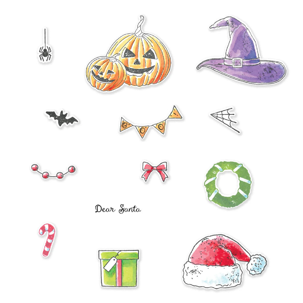 Sizzix Clear Stamp Set With Framelits by 49 & Market - Holiday Drop