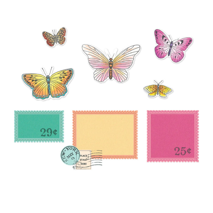 Sizzix Clear Stamp Set With Framelits by 49 & Market - Postage Wings