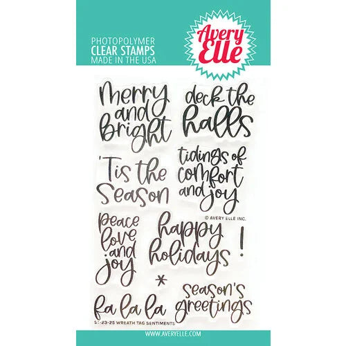 Avery Elle Clear Stamps - Wreath Tag Sentiments