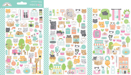 Doodlebug Design Pretty Kitty - Mini Icon Stickers