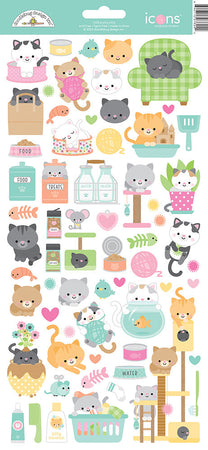 Doodlebug Design Pretty Kitty - Icon Stickers