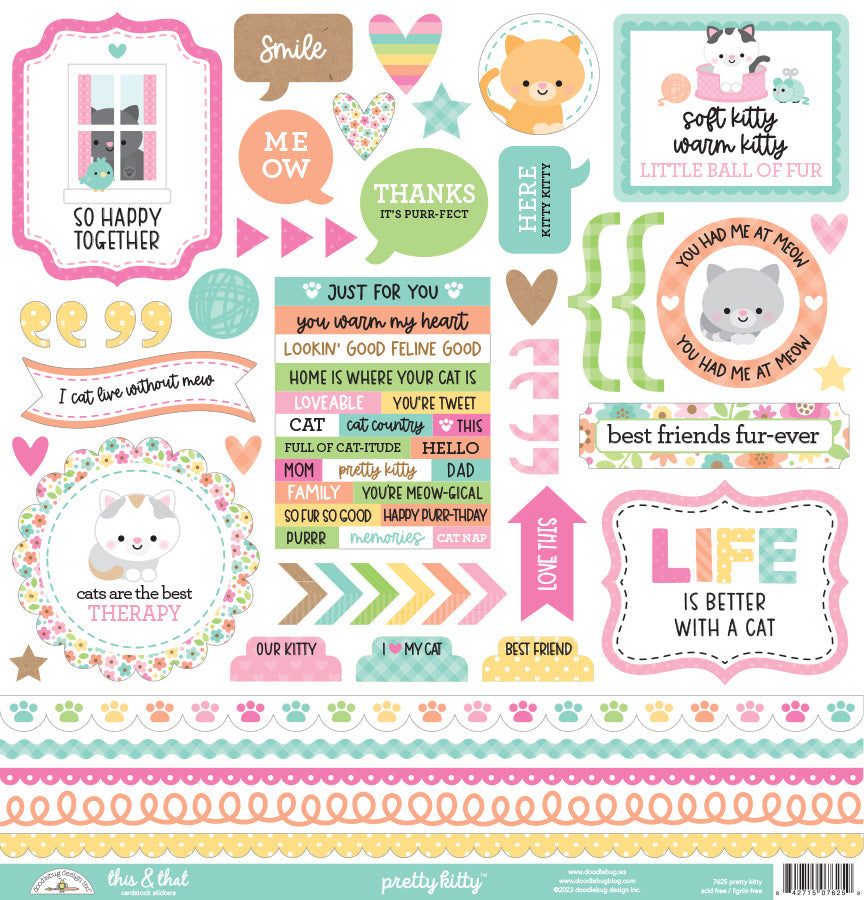 Doodlebug Design Pretty Kitty - This & That Stickers