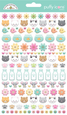 Doodlebug Design Pretty Kitty - Puffy Icon Stickers