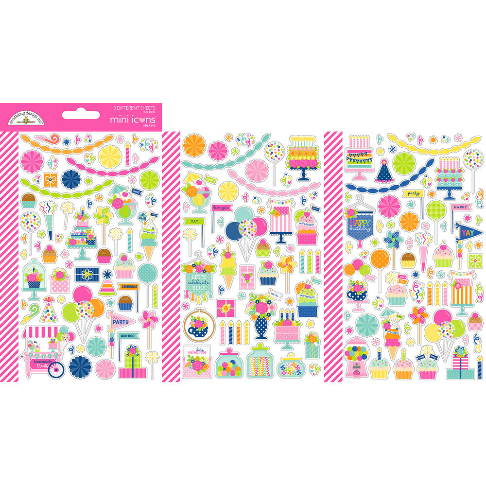 Doodlebug Design Cupcakes & Candles - Mini Icon Stickers