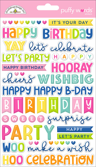 Doodlebug Design Cupcakes & Candles - Puffy Words Stickers