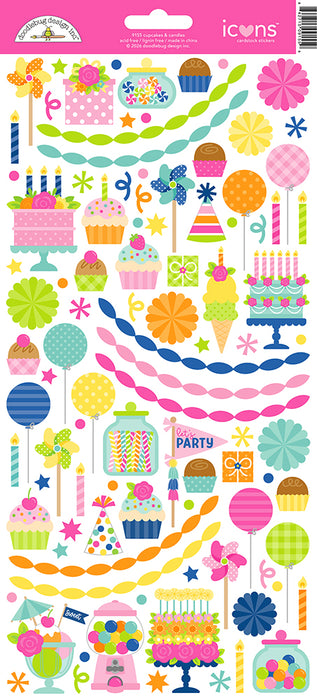 Doodlebug Design Cupcakes & Candles - Icon Stickers
