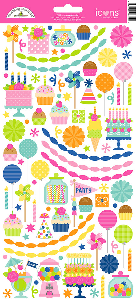 Doodlebug Design Cupcakes & Candles - Icon Stickers