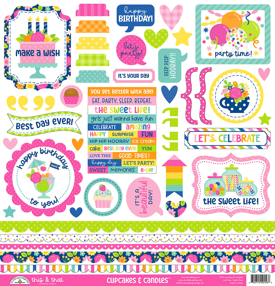 Doodlebug Design Cupcakes & Candles - This & That Stickers