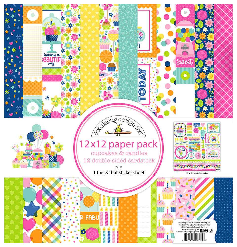 Doodlebug Design Cupcakes & Candles - 12x12 Double Sided Paper Pack