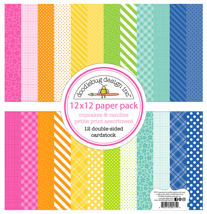 Doodlebug Design Cupcakes & Candles - Petite Prints 12x12 Paper Pack