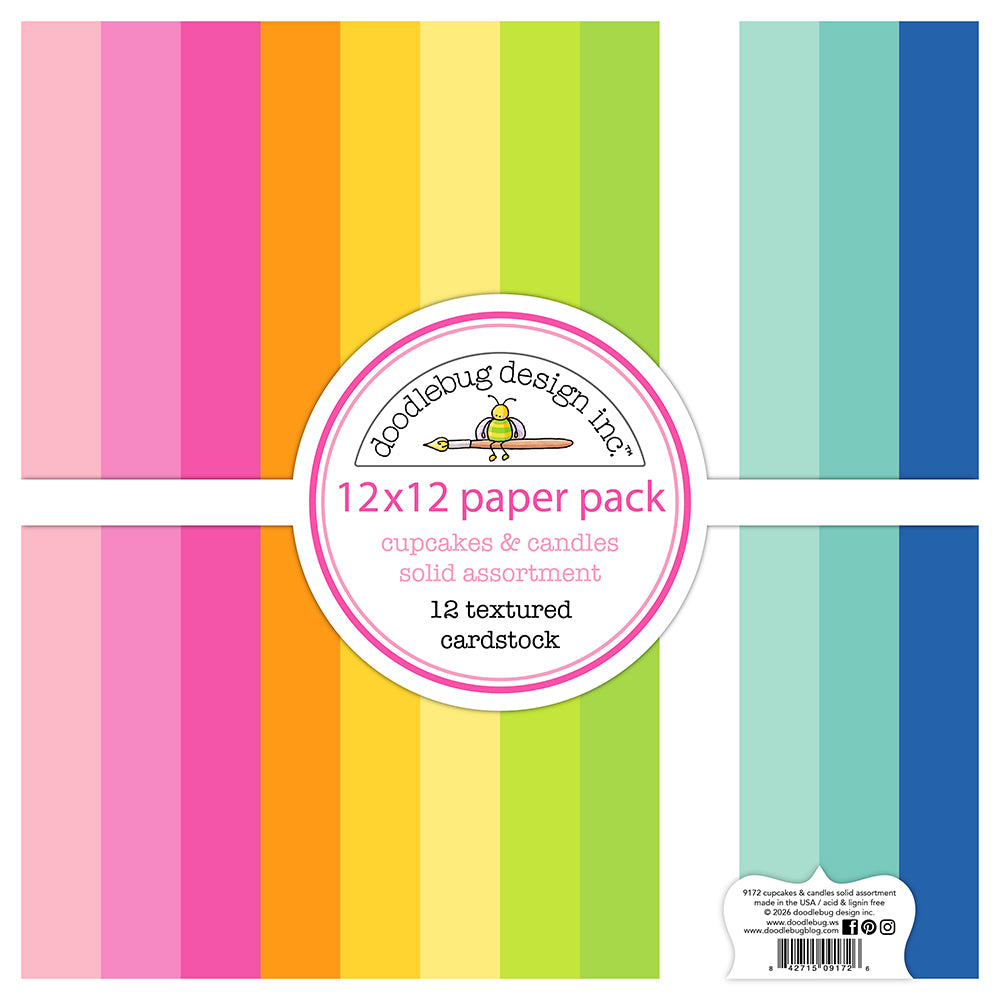 Doodlebug Design Cupcakes & Candles - 12x12 Textured Cardstock Assortment