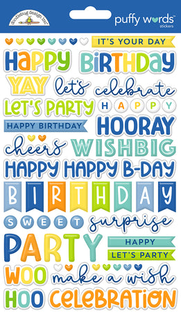 Doodlebug Design Balloons & Banners - Puffy Words Stickers