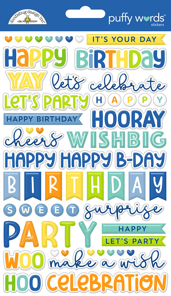 Doodlebug Design Balloons & Banners - Puffy Words Stickers