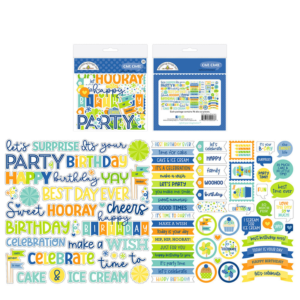 Doodlebug Design Balloons & Banners - Chit Chat Die Cuts
