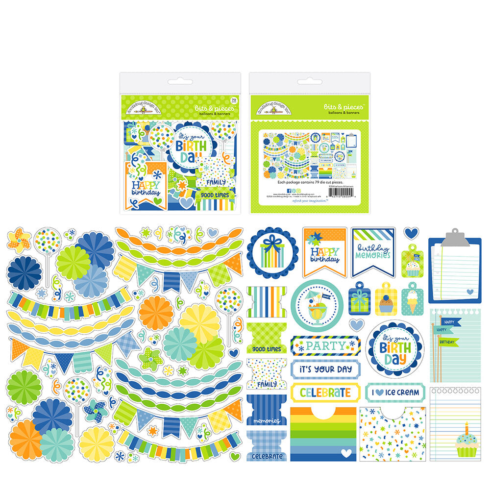 Doodlebug Design Balloons & Banners - Bits & Pieces Die Cuts