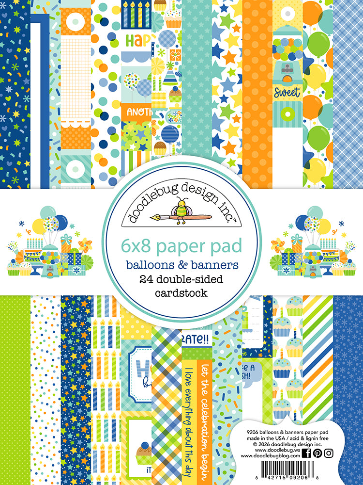 Doodlebug Design Balloons & Banners - 6x8 Pad