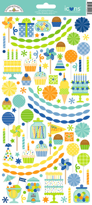 Doodlebug Design Balloons & Banners - Icon Stickers