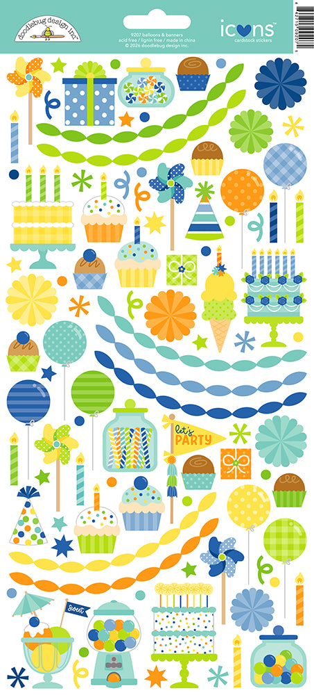 Doodlebug Design Balloons & Banners - Icon Stickers