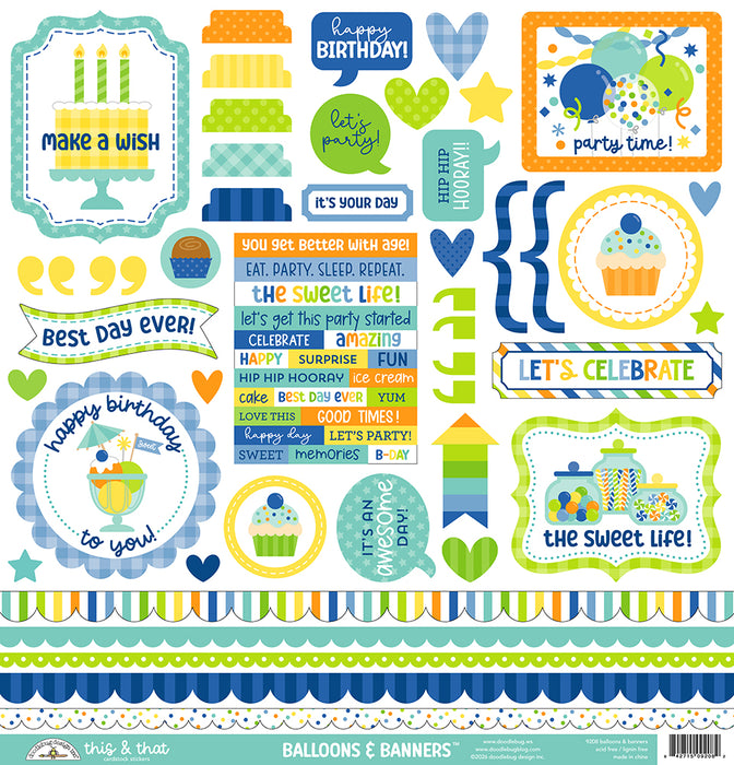 Doodlebug Design Balloons & Banners - This & That Stickers