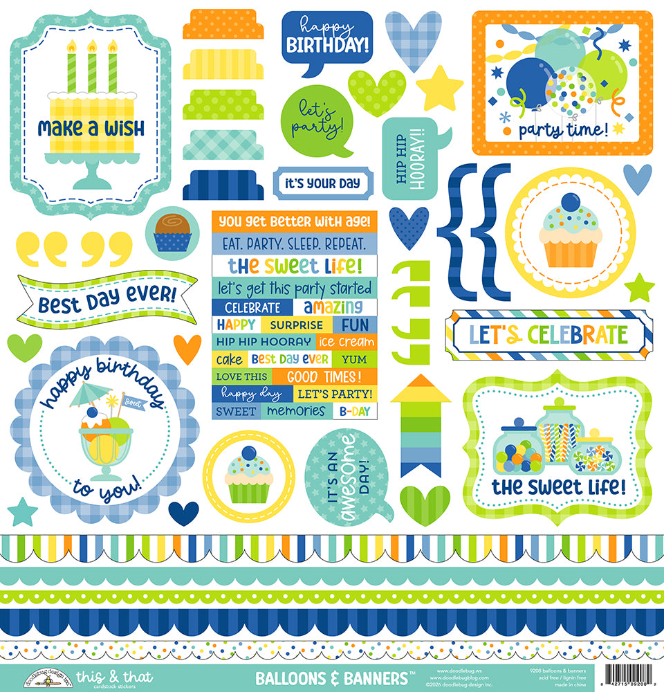 Doodlebug Design Balloons & Banners - This & That Stickers