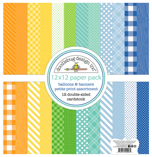 Doodlebug Design Balloons & Banners - Petite Prints 12x12 Paper Pack