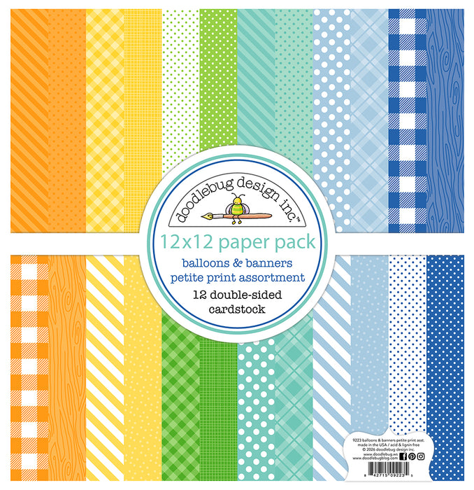 Doodlebug Design Balloons & Banners - Petite Prints 12x12 Paper Pack