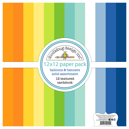 Doodlebug Design Balloons & Banners - 12x12 Textured Paper Pack