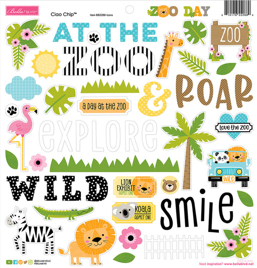 Bella Blvd Zoo Day - Ciao Chip Chipboard Stickers