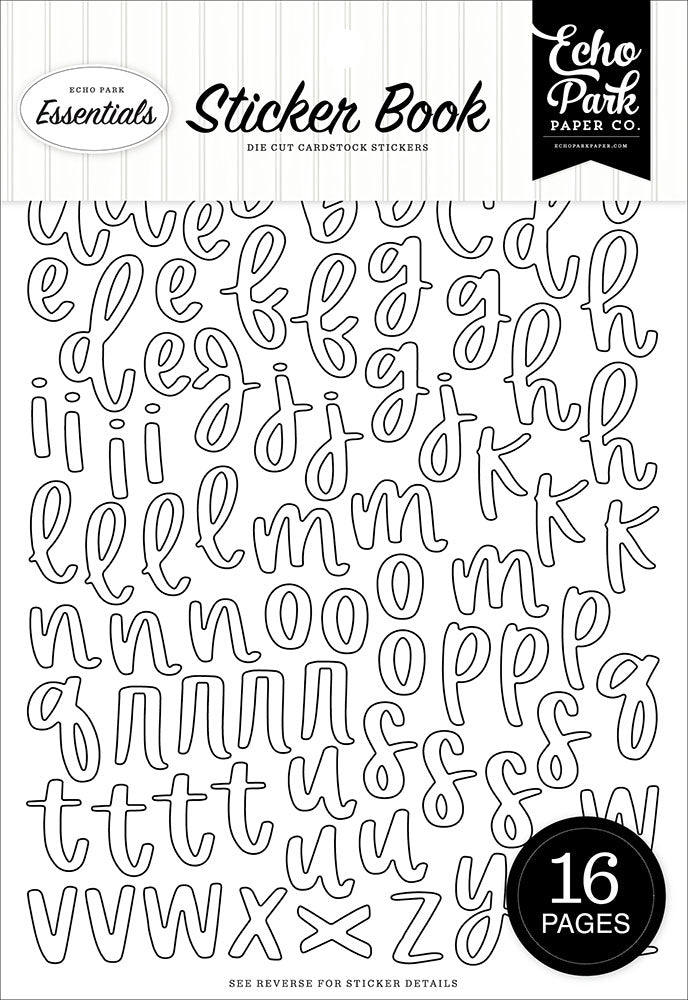 Echo Park Essentials Collection - Black And White Alpha Sticker Book