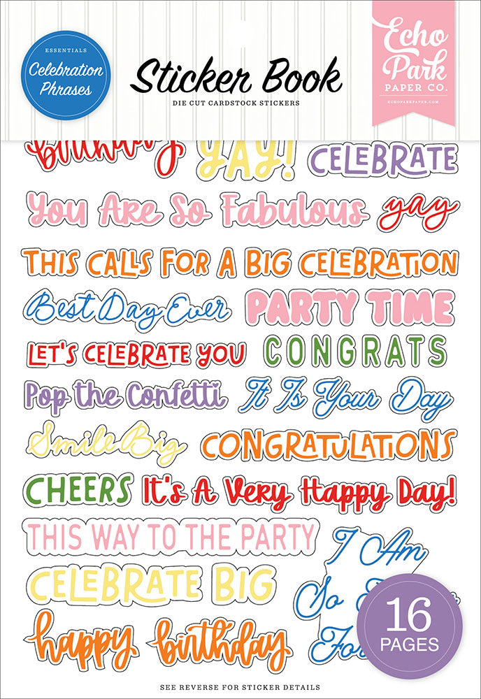 Echo Park Essentials Collection - Celebration Phrases Sticker Book
