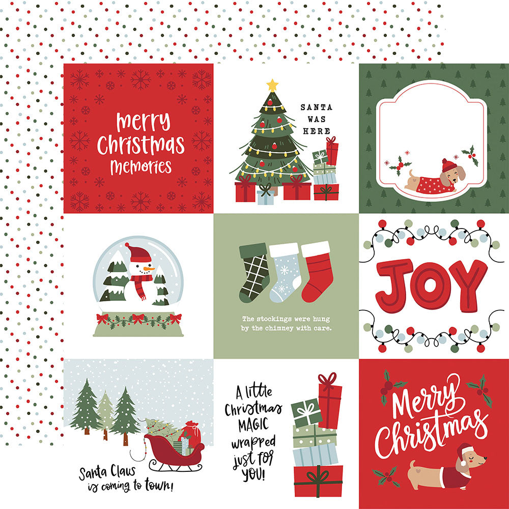 Echo Park Here Comes Santa Paws - 4x4 Journaling Cards
