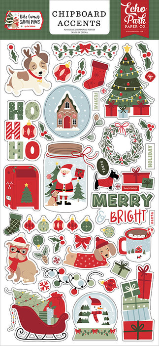 Echo Park Here Comes Santa Paws - Chipboard Accents
