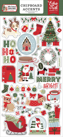 Echo Park Here Comes Santa Paws - Chipboard Accents