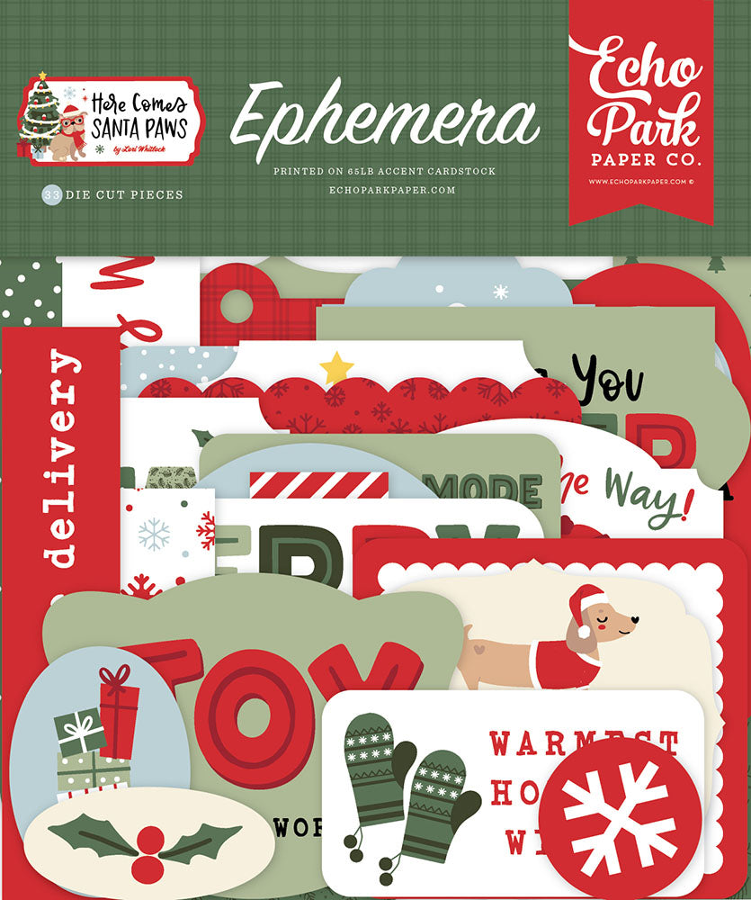 Echo Park Here Comes Santa Paws - Ephemera Icons