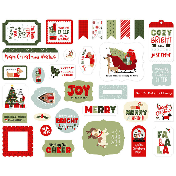 Echo Park Here Comes Santa Paws - Ephemera Icons
