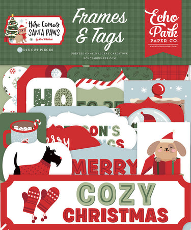 Echo Park Here Comes Santa Paws - Ephemera Frames & Tags