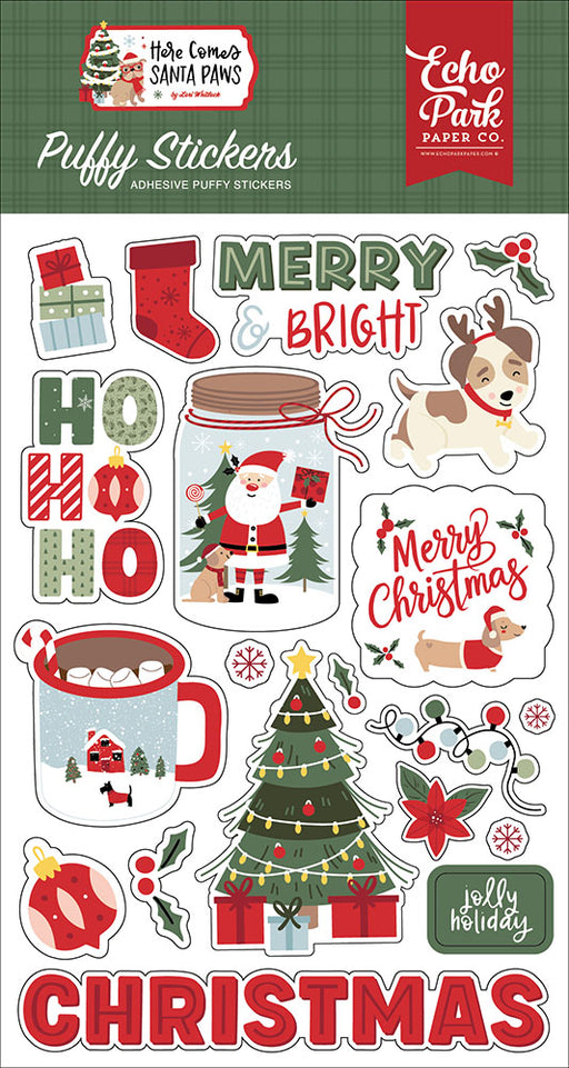 Echo Park Here Comes Santa Paws - Puffy Stickers