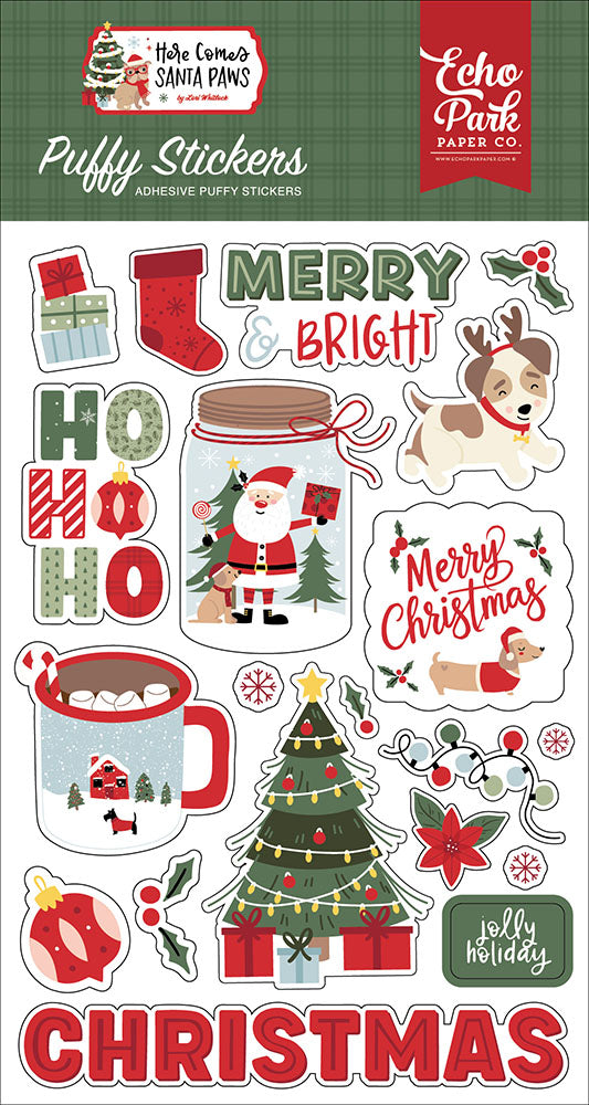 Echo Park Here Comes Santa Paws - Puffy Stickers