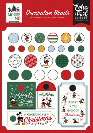 Echo Park Mouse And Me Christmas - Decorative Brads