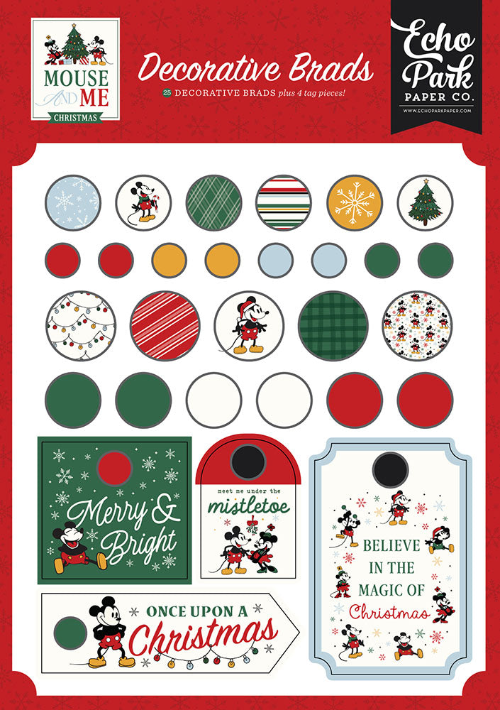 Echo Park Mouse And Me Christmas - Decorative Brads