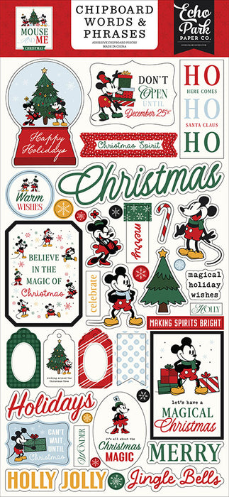 Echo Park Mouse And Me Christmas - Chipboard Words & Phrases