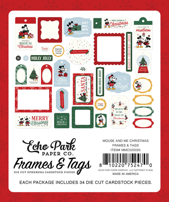 Echo Park Mouse And Me Christmas - Ephemera Frames & Tags