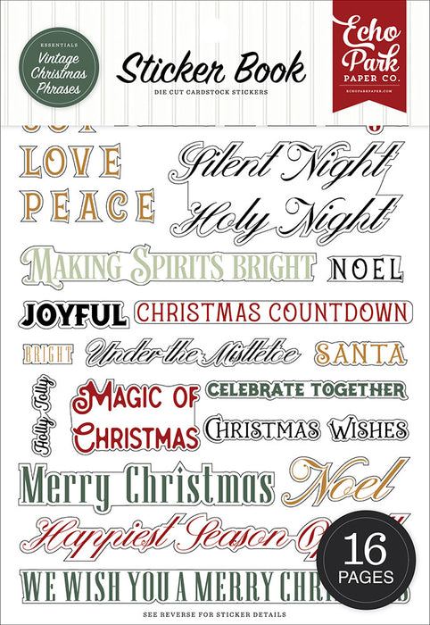 Echo Park Essentials Collection - Vintage Christmas Phrases Sticker Book