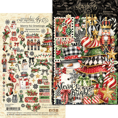 Graphic 45 Merry-Ful Greetings - Ephemera Set