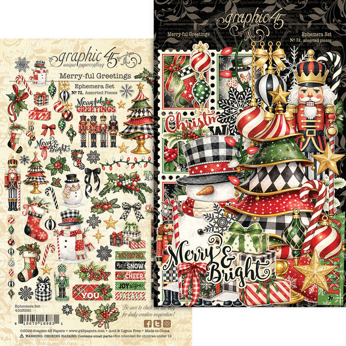 Graphic 45 Merry-Ful Greetings - Ephemera Set