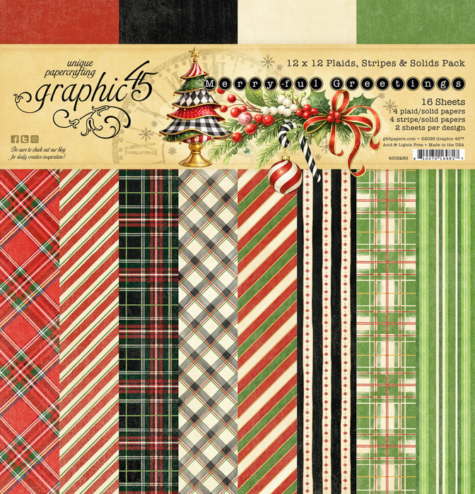 Graphic 45 Merry-Ful Greetings - 12x12 Patterns & Solids Collection Kit