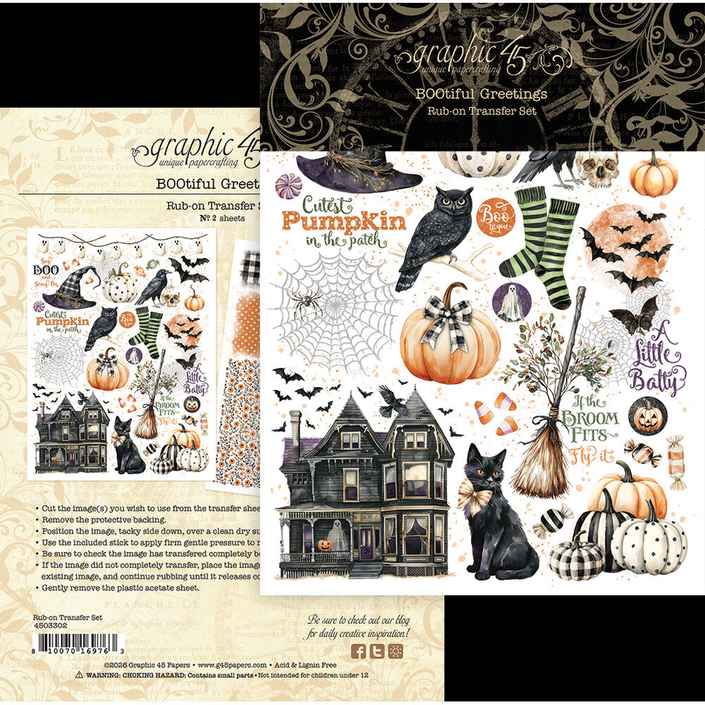 Graphic 45 BOOtiful Greetings - Rub-On Transfers