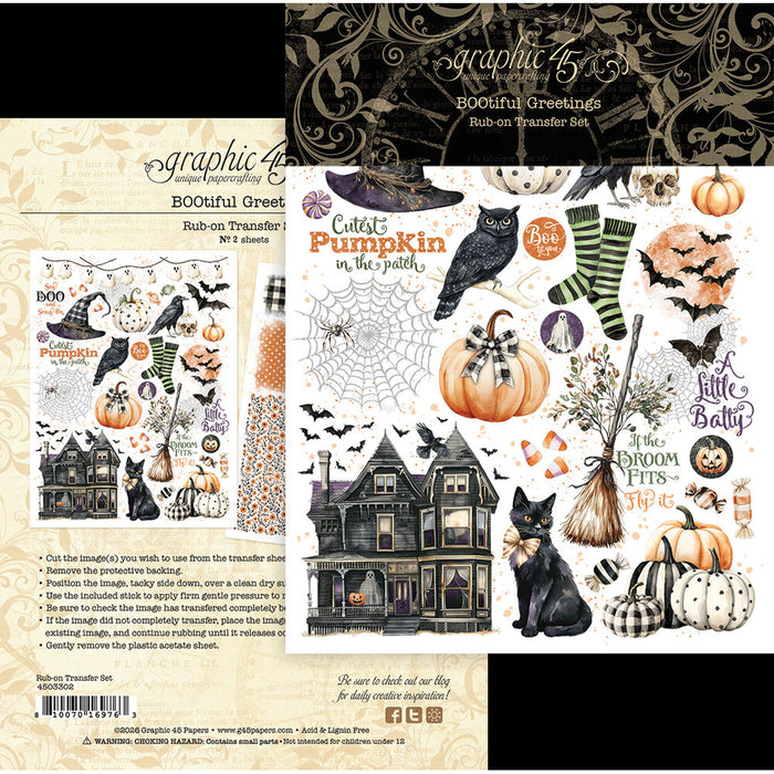 Graphic 45 BOOtiful Greetings - Rub-On Transfers