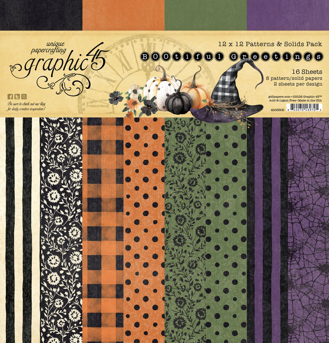 Graphic 45 BOOtiful Greetings - 12x12 Patterns & Solids Collection Kit