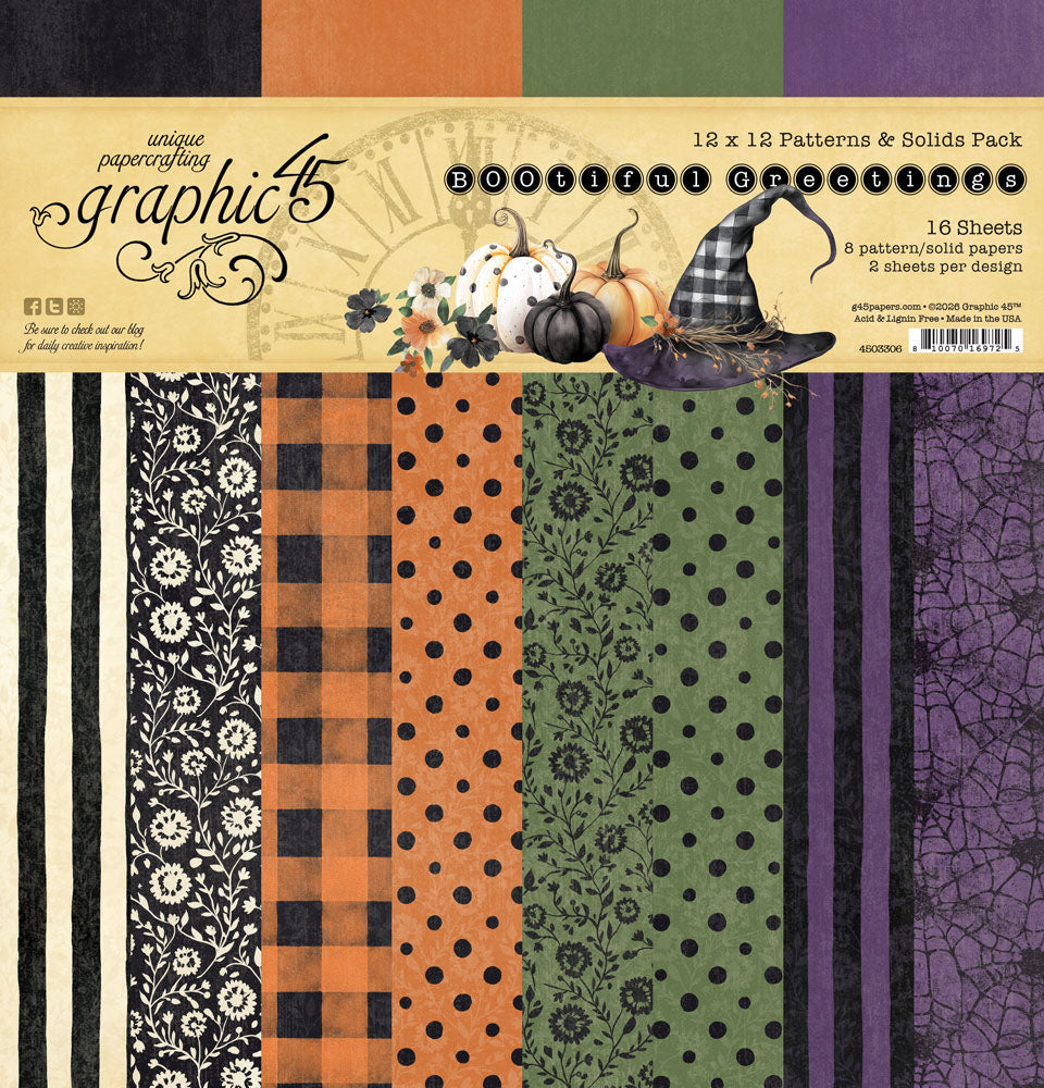 Graphic 45 BOOtiful Greetings - 12x12 Patterns & Solids Collection Kit